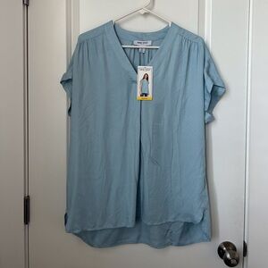 Nine West Light Blue Womens Woven Blouse | Medium | New With Tags